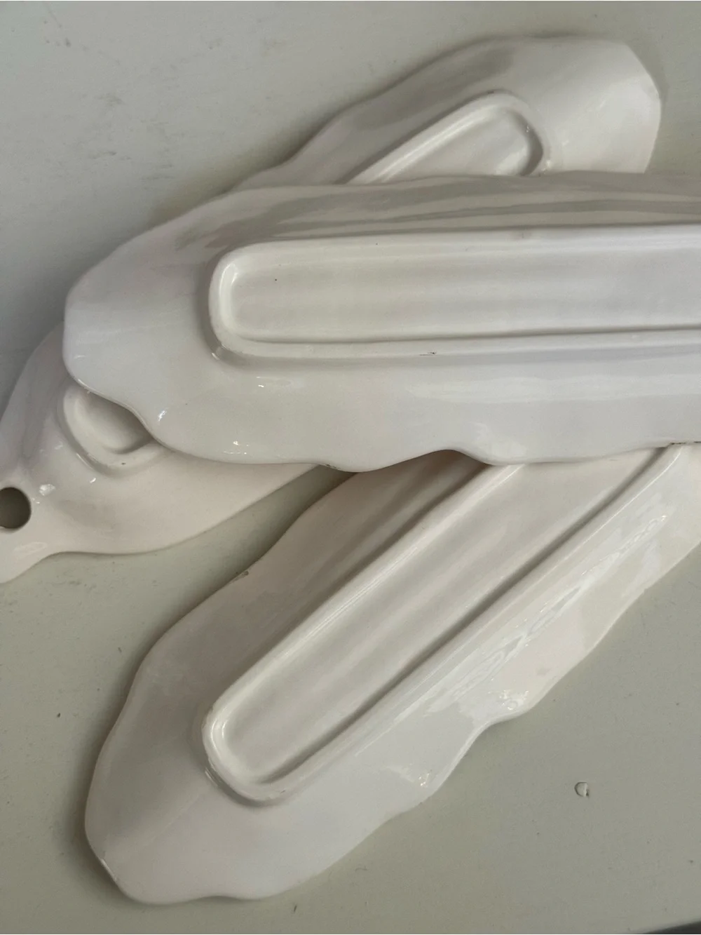 White Ceramic Corn-Shaped Serving Dishes - Set of 3